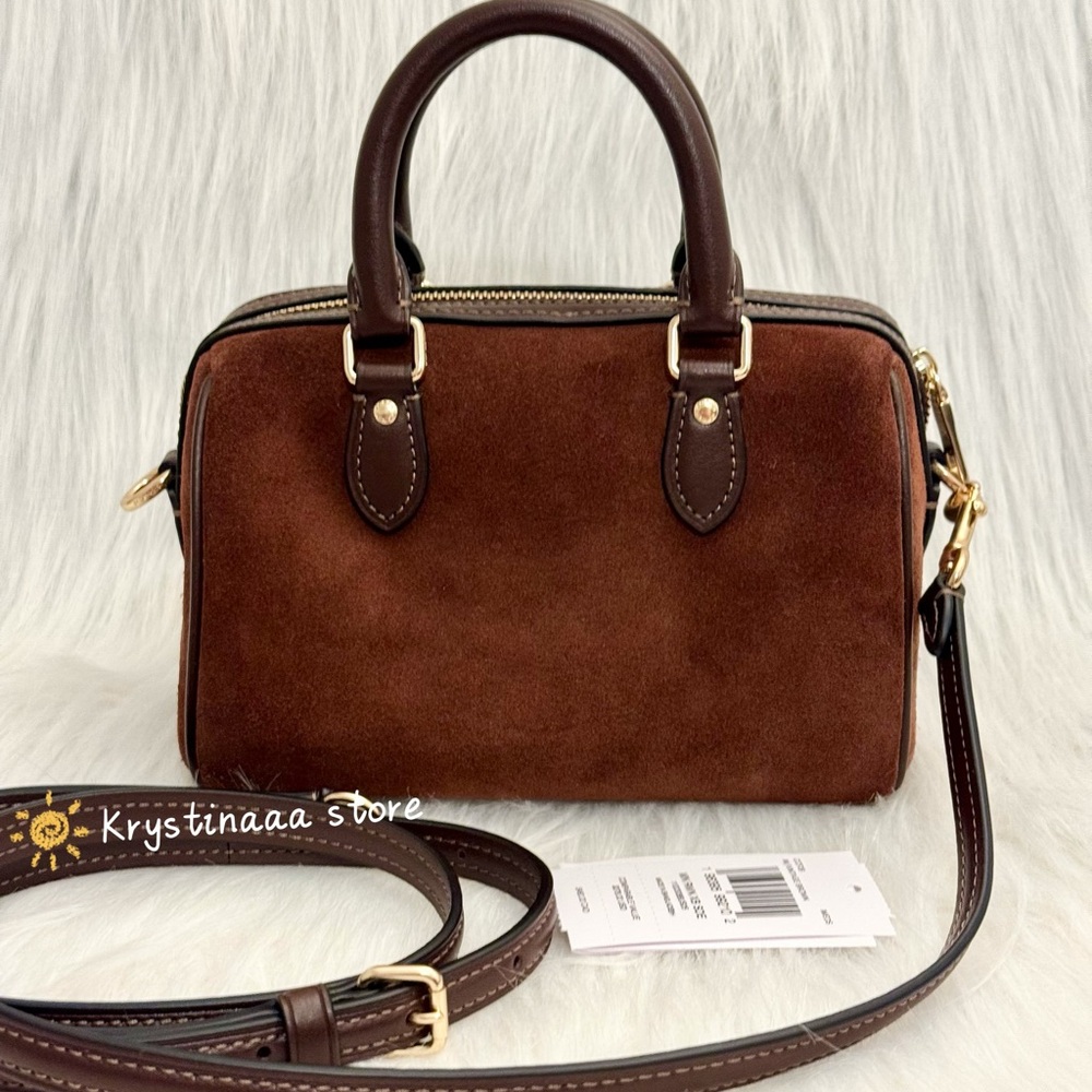 NWT Coach Mini Rowan Crossbody Bag CCF29 suede/Vintage Brown - Picture 13 of 16